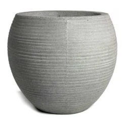 Abby Ball Plant Pot - Ridged Cement -Plant Supplies Sale Abby Ball Plant Pot Ridged Cement 23cm New