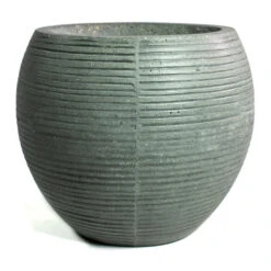 Abby Ball Plant Pot - Ridged Dark Grey -Plant Supplies Sale Abby Ball Plant Pot Ridged Dark Grey 23cm New