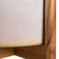 Anzio Plant Pot With Wooden Stand - Stone White -Plant Supplies Sale Anzio Plant Pot with Wooden Stand Stone White 1