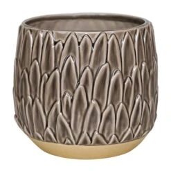 Arles Leaf Plant Pot - Mocha