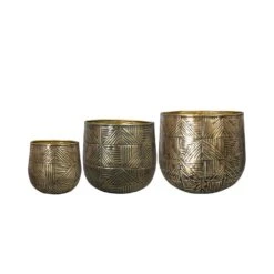 Calvin Metal Plant Pots - Set Of 3 - Matt Gold -Plant Supplies Sale Calvin metal plant pots set of 3 matt gold