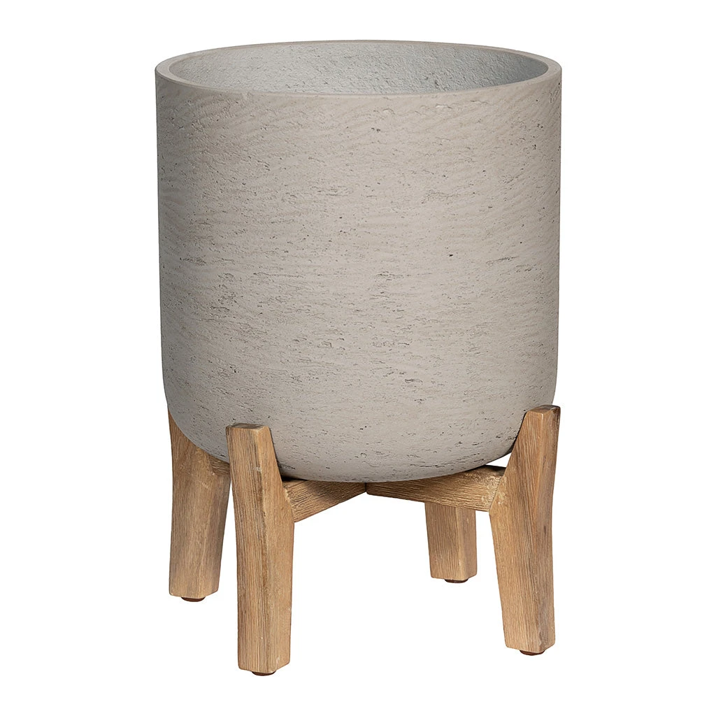 Charlie Plant Pot - Low Stand - Grey Washed 1 Charlie Plant Pot - Low Stand - Grey Washed