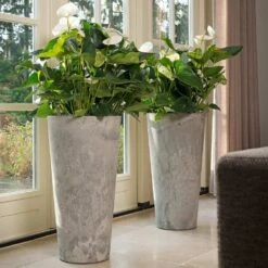 Claire Artstone Tall Planter - Grey 10 Claire Artstone Tall Planter - Grey -Plant Supplies Sale Claire Artstone Tall Planter Grey 2