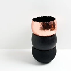 Hammered Bowl - Copper With Black -Plant Supplies Sale Hammered Bowl Black Copper LS1a