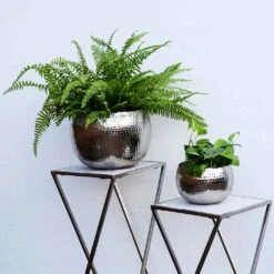 Hammered Bowl - Nickel With Black -Plant Supplies Sale Hammered Bowl Nickel Black LS1