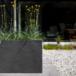 Jort Granite Trough Planter - Midnight Black -Plant Supplies Sale Jort Granite Trough Planter Midnight Black Lifestyle