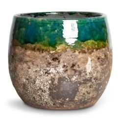 Lindy Plant Pot - Black Green -Plant Supplies Sale Lindy Plant Pot Black Green 16x13cm