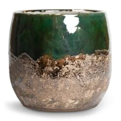 Lindy Plant Pot - Black Green -Plant Supplies Sale Lindy Plant Pot Black Green 19x16cm