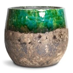 Lindy Plant Pot - Black Green -Plant Supplies Sale Lindy Plant Pot Black Green 23x20cm