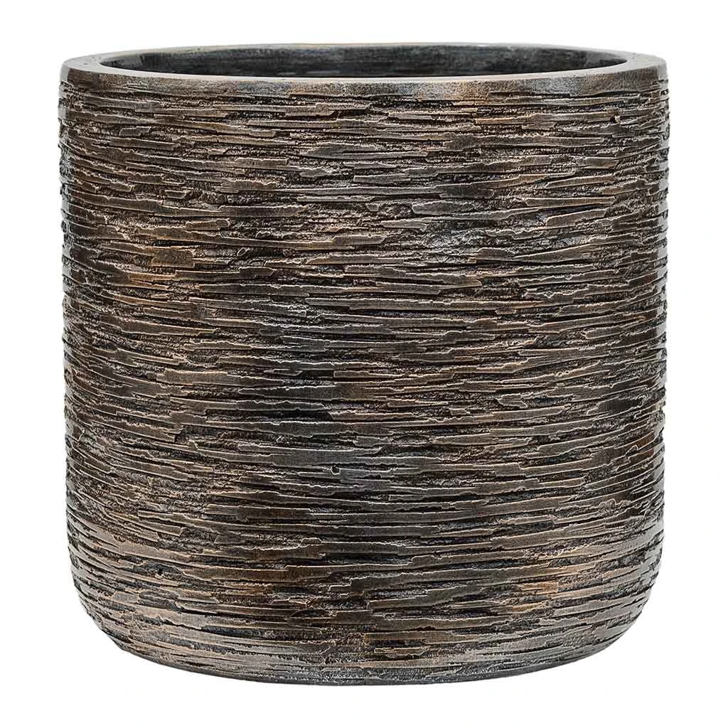Luxe Lite Wrinkle Cylinder Planter - Bronze 1 Luxe Lite Wrinkle Cylinder Planter - Bronze