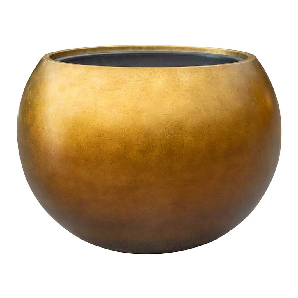 Metallic Globe Plant Pot - Matt Honey 1 Metallic Globe Plant Pot - Matt Honey
