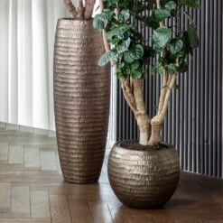 Opus Hammered Globe Planter - Gold -Plant Supplies Sale OpusHammeredPartnerPlanter Gold 3