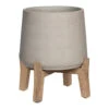 Patt Plant Pot - Low Stand - Grey Washed