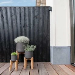 Patt Plant Pot - Tall Stand - Black Washed -Plant Supplies Sale Patt Plant Pot Tall Stand Black Washed Lifestyle 02