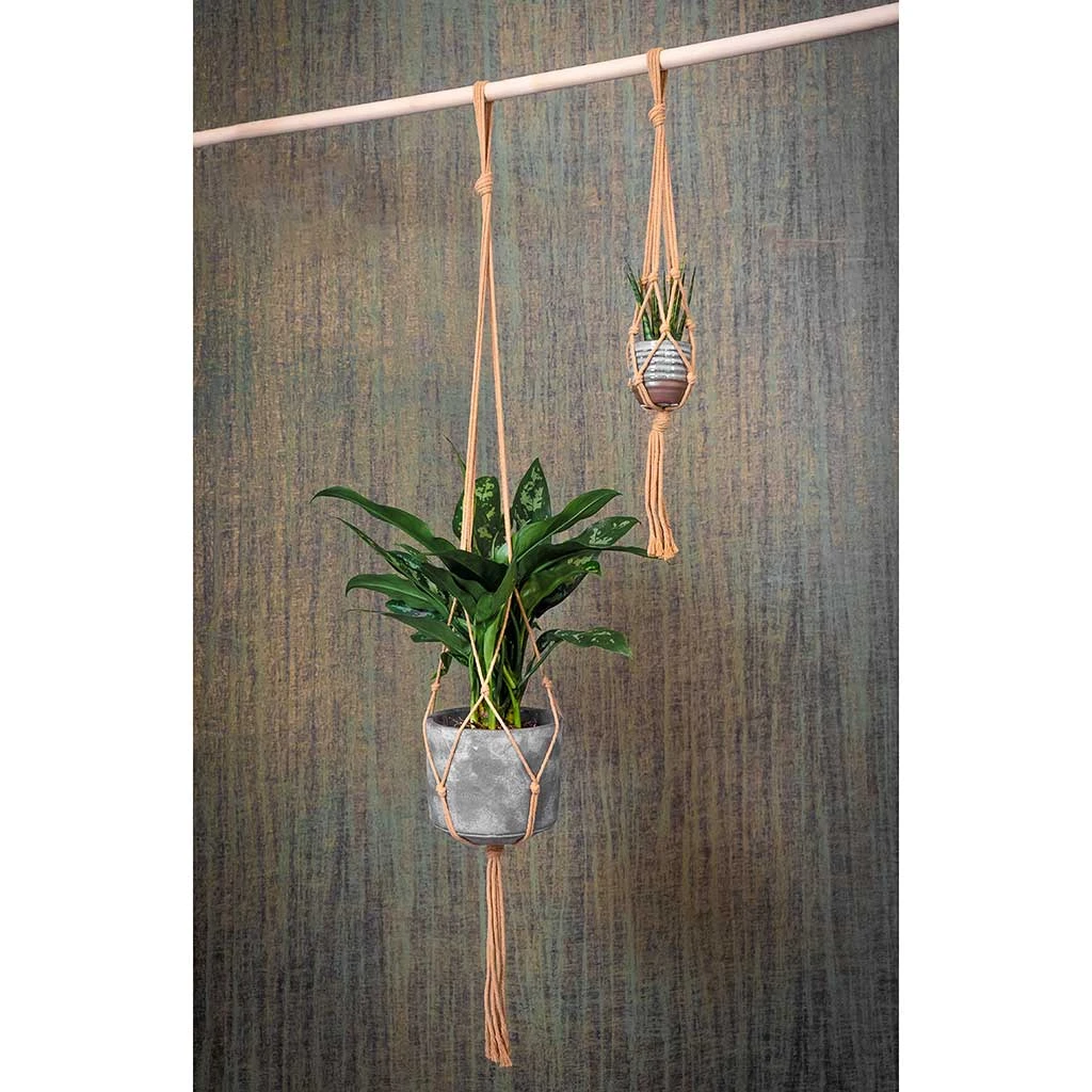 Plant Pot Knotted Macrame Hanging Rope - Jute - 200cm 2 Plant Pot Knotted Macrame Hanging Rope - Jute - 200cm - Image 2