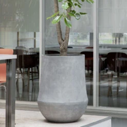 Polystone Coated Darcy Planter - Raw Grey 14 Polystone Coated Darcy Planter - Raw Grey -Plant Supplies Sale Polystone Coated Plain Darcy Raw Grey
