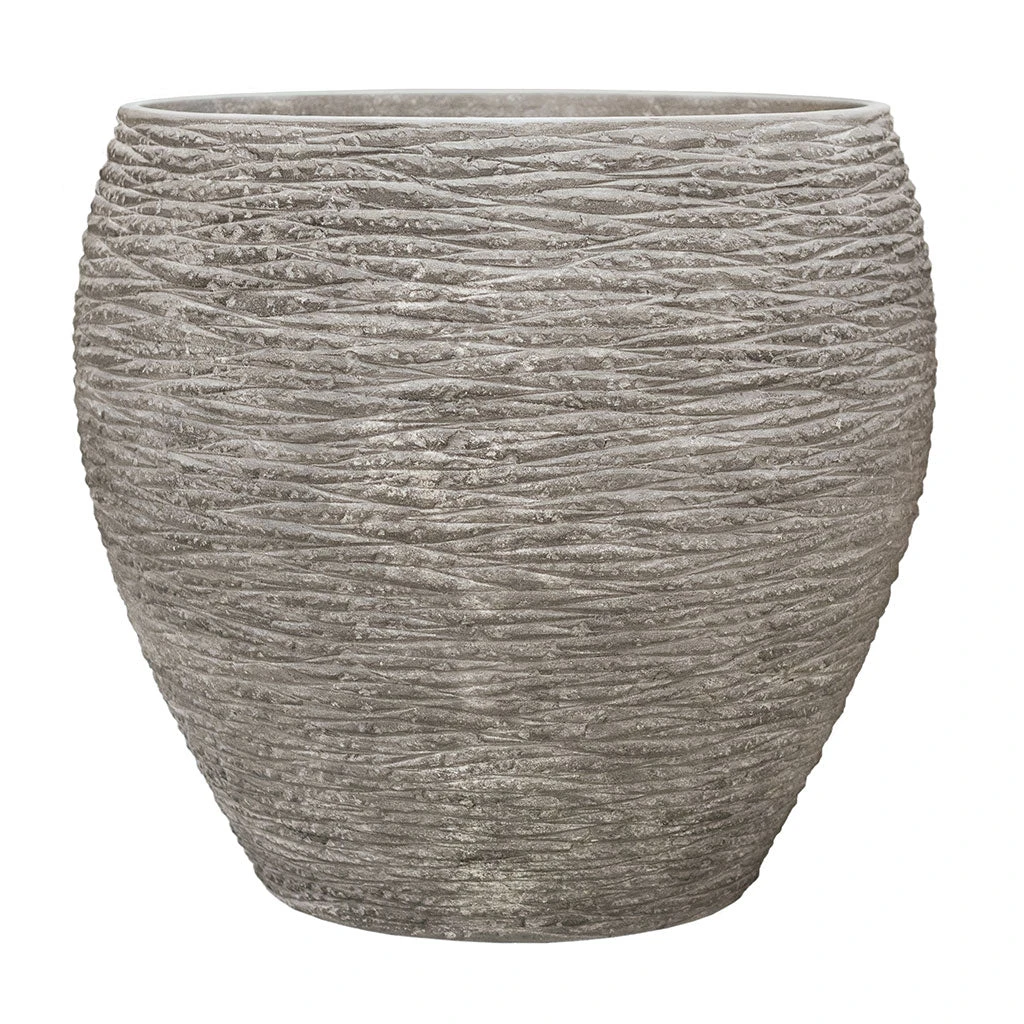 Polystone Coated Ribbed Balloon Planter - Raw Grey 2 Polystone Coated Ribbed Balloon Planter - Raw Grey - Image 2