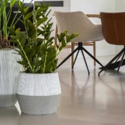 Harley Plant Pot - Ridged White Stripe -Plant Supplies Sale Ridged Harley Plant Pot White Stripe Lifestyle 2