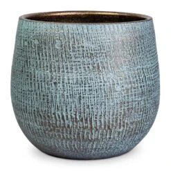 Ryan Plant Pot - Blue Gold -Plant Supplies Sale Ryan Plant Pot Blue Gold 22x20cm