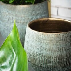 Ryan Plant Pot - Blue Gold -Plant Supplies Sale RyanPlantPot BlueGold 3 min