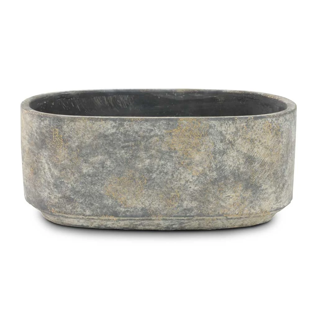 Saar Oval Plant Bowl - Earth Cement 1 Saar Oval Plant Bowl - Earth Cement