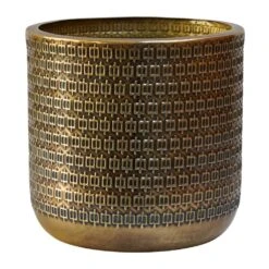 Solis Embossed Plant Pot - Gold