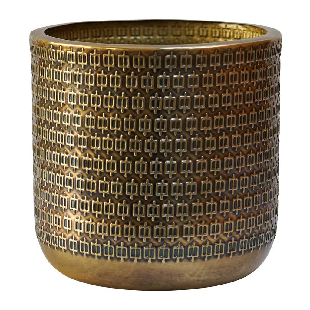 Solis Embossed Plant Pot - Gold 1 Solis Embossed Plant Pot - Gold