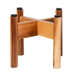 Vigo Plant Pot With Wooden Stand - Concrete Grey -Plant Supplies Sale Vigo Plant Pot with Wooden Stand Concrete Grey 19x29cm Stand